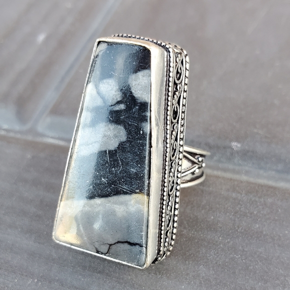 New Oversized Picasso Jasper 925 Silver Ring. - Picture 14 of 16